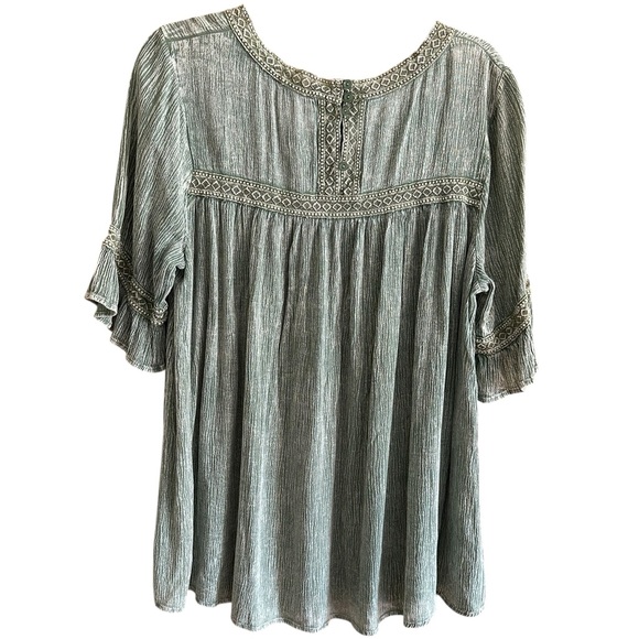 Easel Sage Textured Knit Monochromatic Minimalist Boho Hippie Lagenlook Top Sz S - Picture 2 of 9